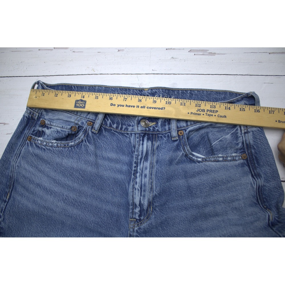 American Eagle Super High Rise Baggy Wide Leg Jeans Raw Hem Womens 10 Regular - Picture 5 of 9